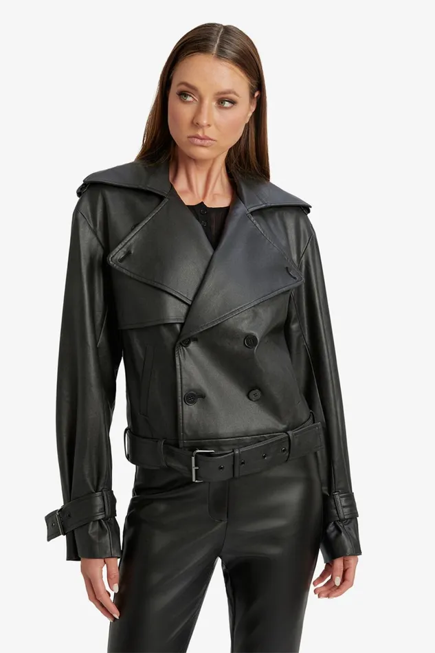 Women Bardot Jackets Double Breasted Biker Jacket In Black Black Women Bardot Jackets Double Breasted Biker Jacket In Black Black