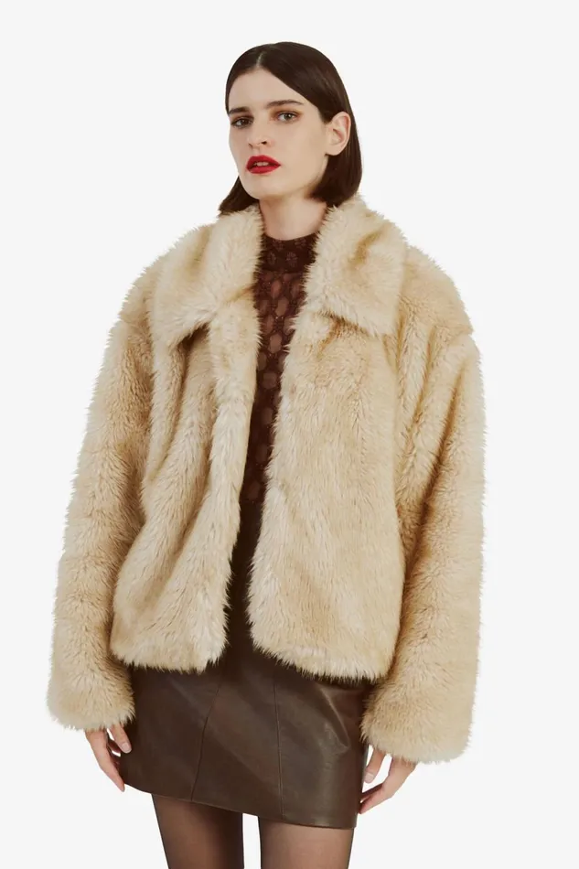 Women Bardot Jackets Sarissa Faux Fur Jacket In Oatmeal Oatmeal