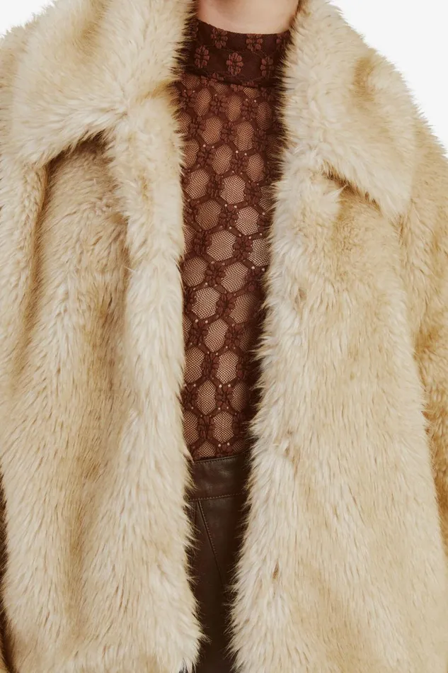 Women Bardot Jackets Sarissa Faux Fur Jacket In Oatmeal Oatmeal