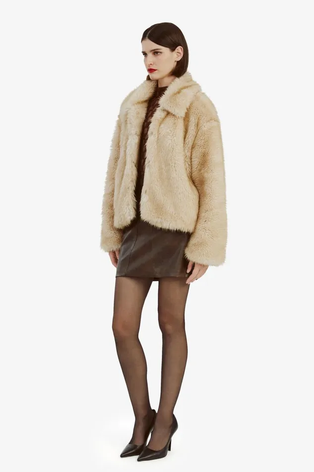 Women Bardot Jackets Sarissa Faux Fur Jacket In Oatmeal Oatmeal