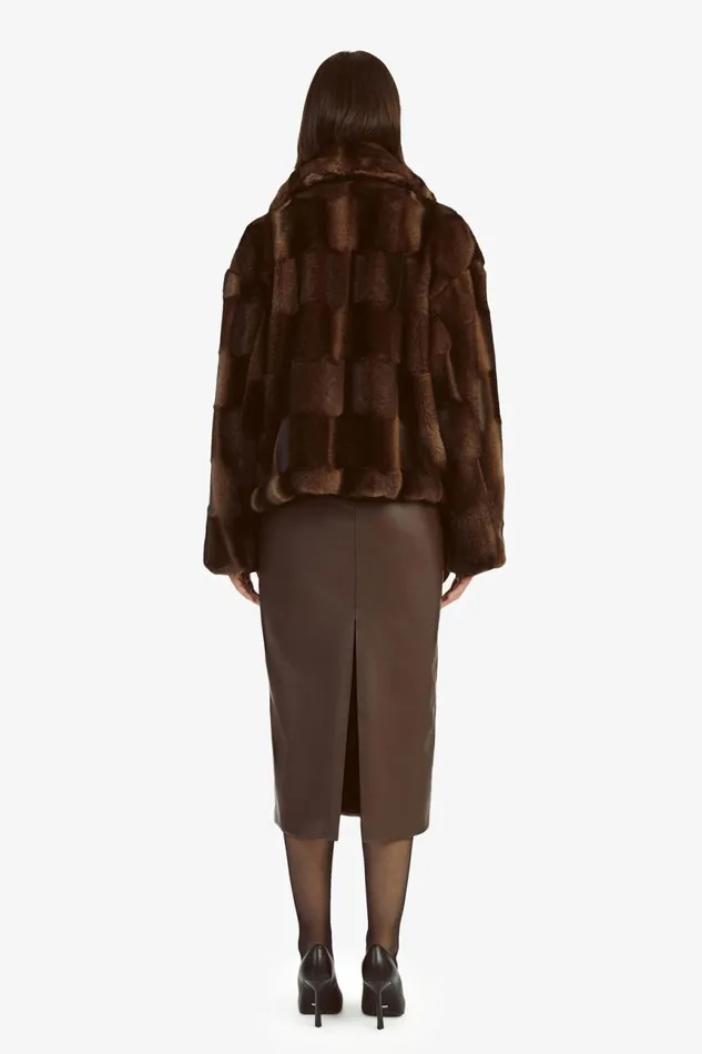 Women Bardot Jackets Sylvie Zip Faux Fur Jacket In Dark Chocolate Dark Chocolate