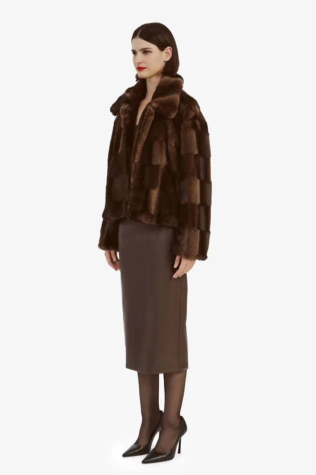 Women Bardot Jackets Sylvie Zip Faux Fur Jacket In Dark Chocolate Dark Chocolate