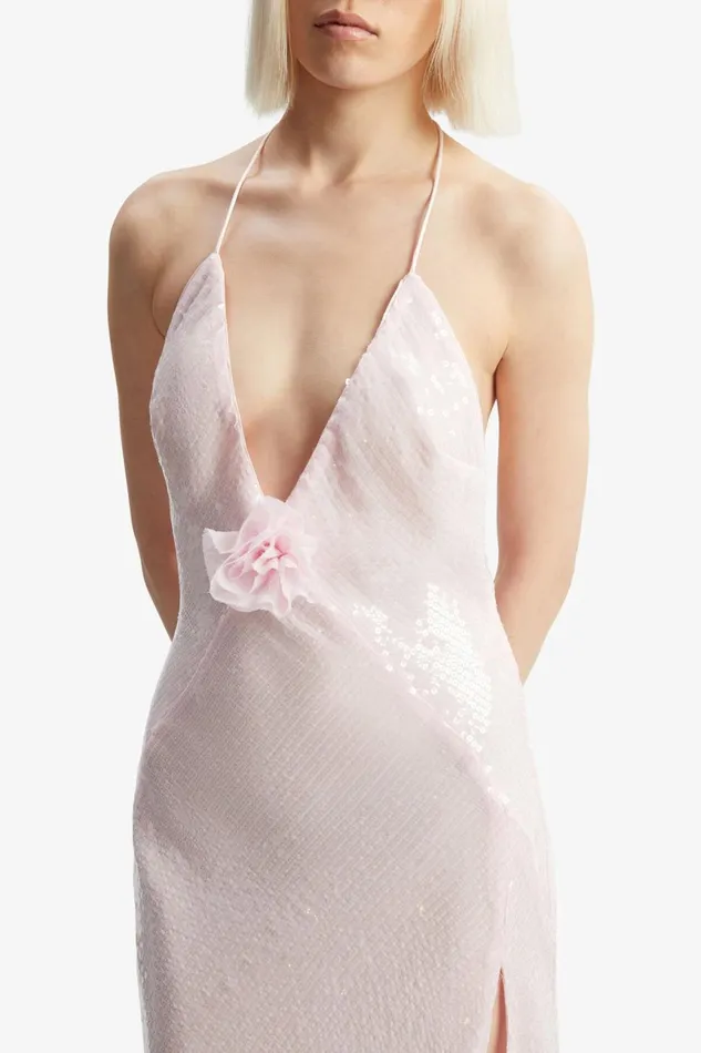 Women Bardot Occasion Dresses Aradia Sequin Halter Dress In Light Pink Light Pink Women Bardot Occasion Dresses Aradia Sequin Halter Dress In Light Pink Light Pink