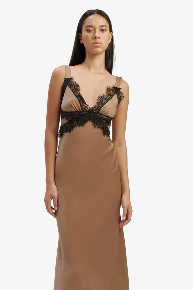 Women Bardot Occasion Dresses Delta Satin Midi Dress In Bronze Bronze Women Bardot Occasion Dresses Delta Satin Midi Dress In Bronze Bronze