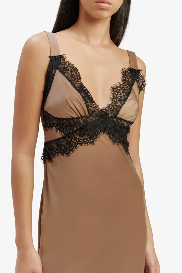 Women Bardot Occasion Dresses Delta Satin Midi Dress In Bronze Bronze Women Bardot Occasion Dresses Delta Satin Midi Dress In Bronze Bronze
