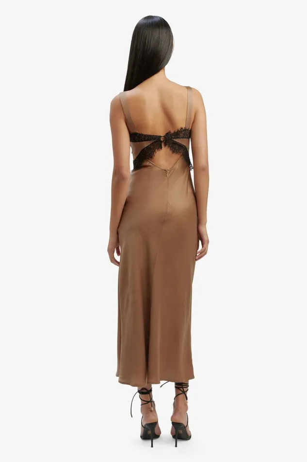 Women Bardot Occasion Dresses Delta Satin Midi Dress In Bronze Bronze Women Bardot Occasion Dresses Delta Satin Midi Dress In Bronze Bronze
