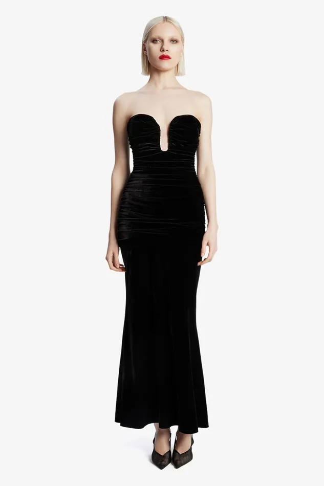 Women Bardot Occasion Dresses Elvira Velvet Maxi Dress In Black Black Women Bardot Occasion Dresses Elvira Velvet Maxi Dress In Black Black
