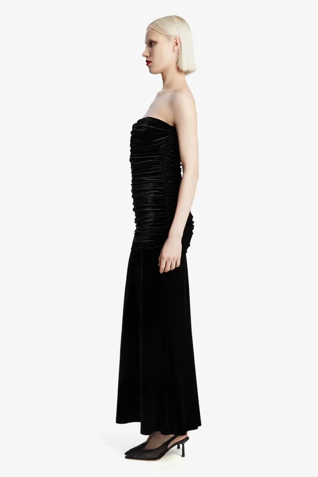 Women Bardot Occasion Dresses Elvira Velvet Maxi Dress In Black Black Women Bardot Occasion Dresses Elvira Velvet Maxi Dress In Black Black