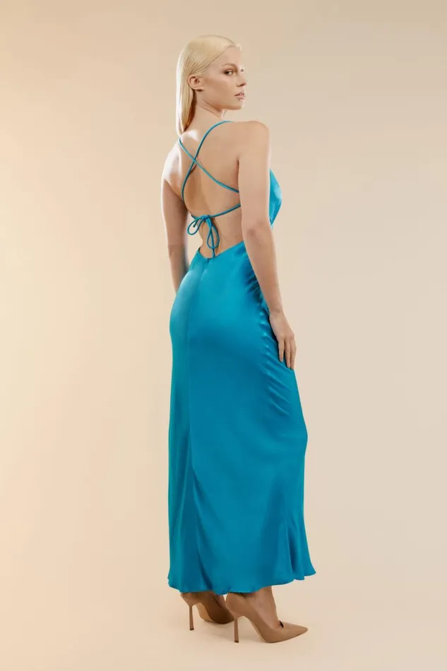 Women Bardot Occasion Dresses Madelyn Midi Slip Dress In Marine Marine