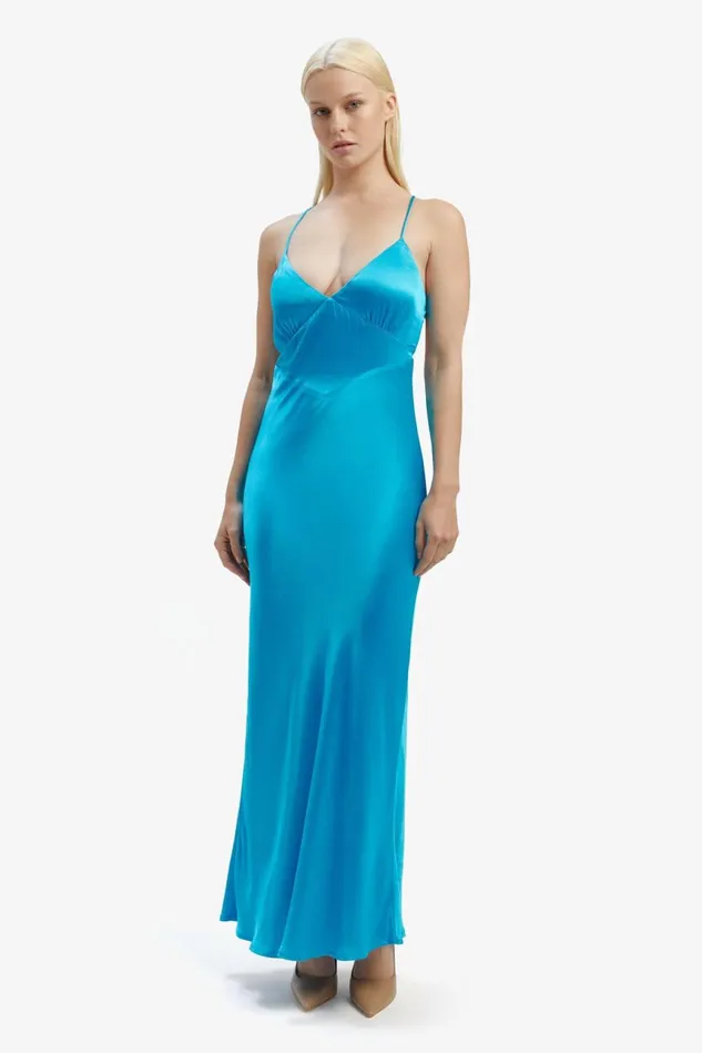 Women Bardot Occasion Dresses Madelyn Midi Slip Dress In Marine Marine Women Bardot Occasion Dresses Madelyn Midi Slip Dress In Marine Marine