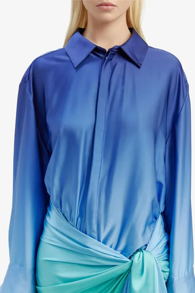 Women Bardot Occasion Dresses Malira Ombre Shirt Dress In Bluegreen Bluegreen Women Bardot Occasion Dresses Malira Ombre Shirt Dress In Bluegreen Bluegreen