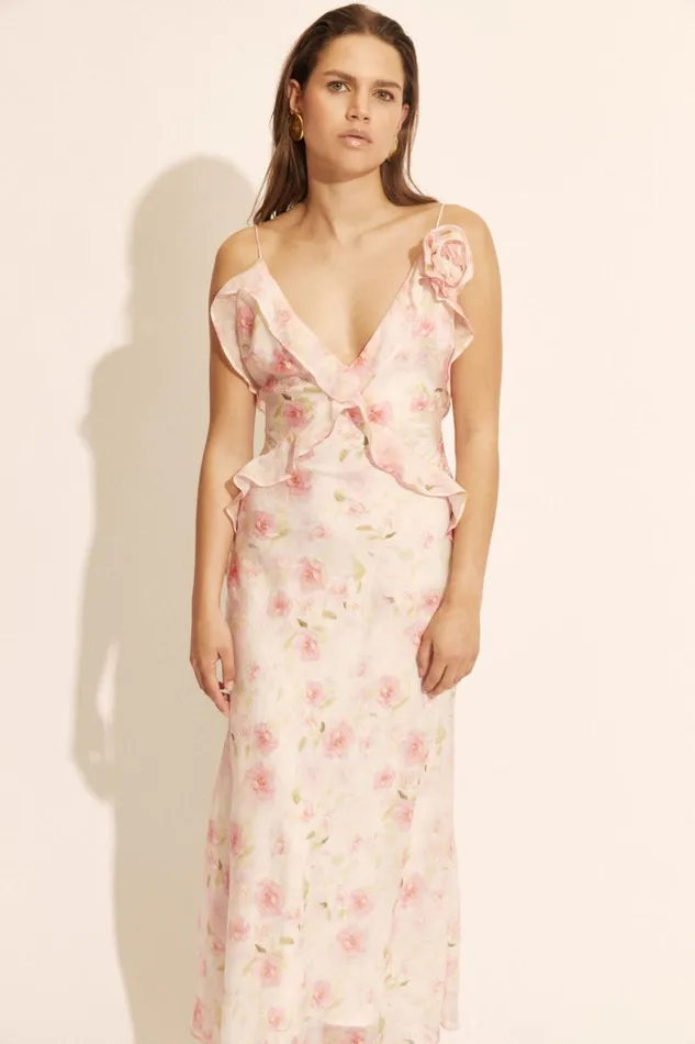 Women Bardot Occasion Dresses Olea Floral Maxi Dress In Pink Flora Pink Flora Women Bardot Occasion Dresses Olea Floral Maxi Dress In Pink Flora Pink Flora