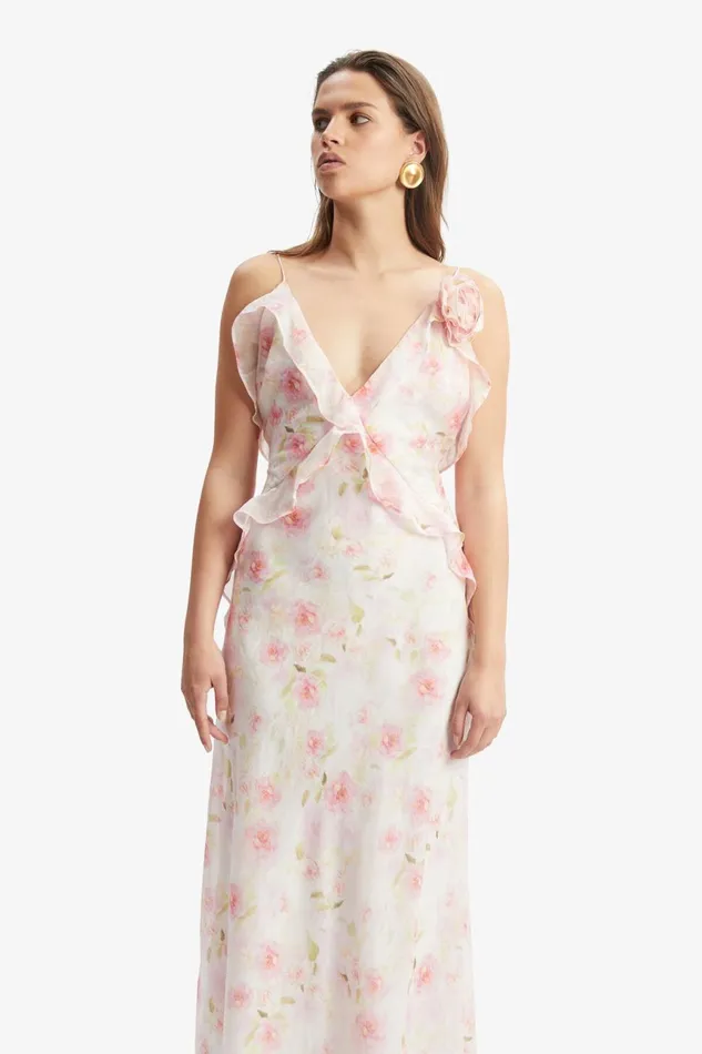 Women Bardot Occasion Dresses Olea Floral Maxi Dress In Pink Flora Pink Flora Women Bardot Occasion Dresses Olea Floral Maxi Dress In Pink Flora Pink Flora