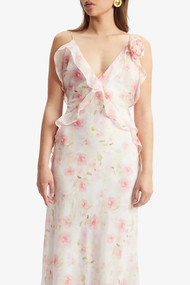 Women Bardot Occasion Dresses Olea Floral Maxi Dress In Pink Flora Pink Flora Women Bardot Occasion Dresses Olea Floral Maxi Dress In Pink Flora Pink Flora