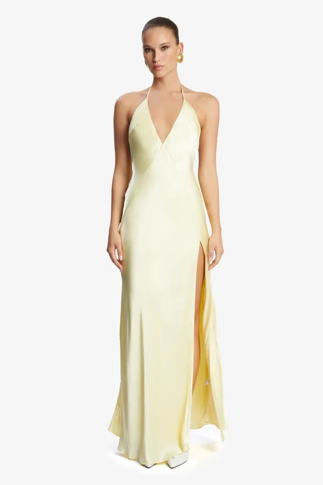 Women Bardot Occasion Dresses Yve Halter Dress In Canary Yellow Canary Yellow Women Bardot Occasion Dresses Yve Halter Dress In Canary Yellow Canary Yellow