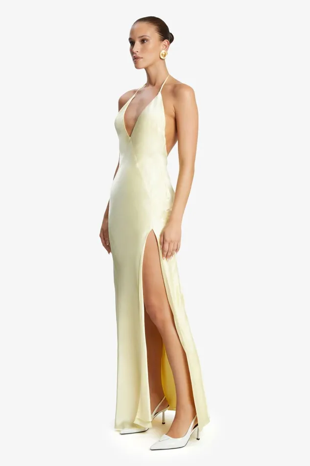 Women Bardot Occasion Dresses Yve Halter Dress In Canary Yellow Canary Yellow Women Bardot Occasion Dresses Yve Halter Dress In Canary Yellow Canary Yellow