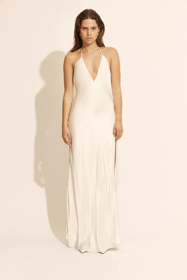 Women Bardot Occasion Dresses Yve Halter Dress In Orchid White Orchid White