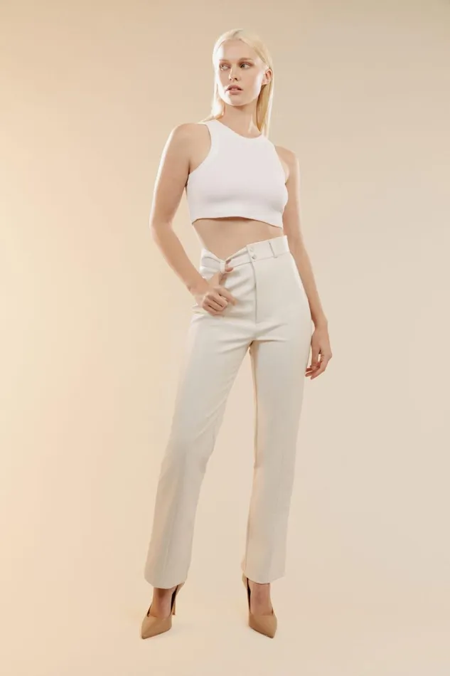 Women Bardot Pants Cleo Vegan Leather Pant In Ivory Ivory