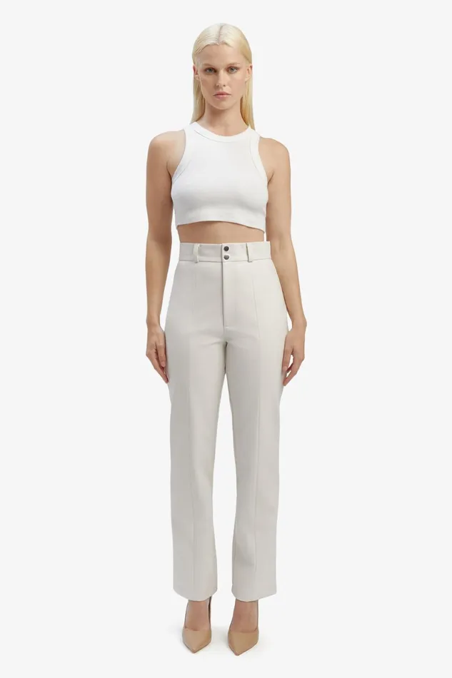 Women Bardot Pants Cleo Vegan Leather Pant In Ivory Ivory Women Bardot Pants Cleo Vegan Leather Pant In Ivory Ivory