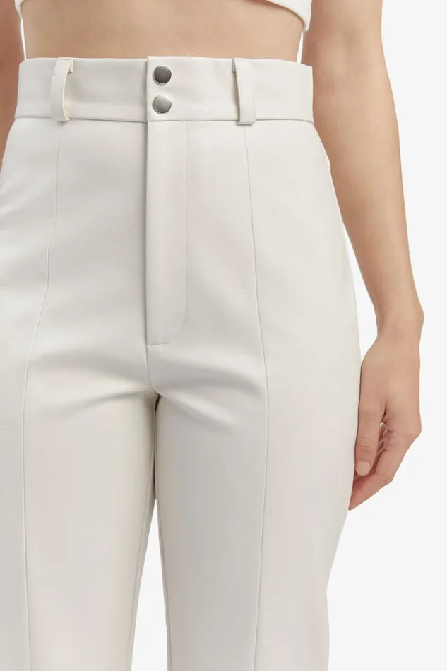 Women Bardot Pants Cleo Vegan Leather Pant In Ivory Ivory Women Bardot Pants Cleo Vegan Leather Pant In Ivory Ivory