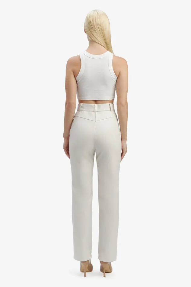 Women Bardot Pants Cleo Vegan Leather Pant In Ivory Ivory Women Bardot Pants Cleo Vegan Leather Pant In Ivory Ivory