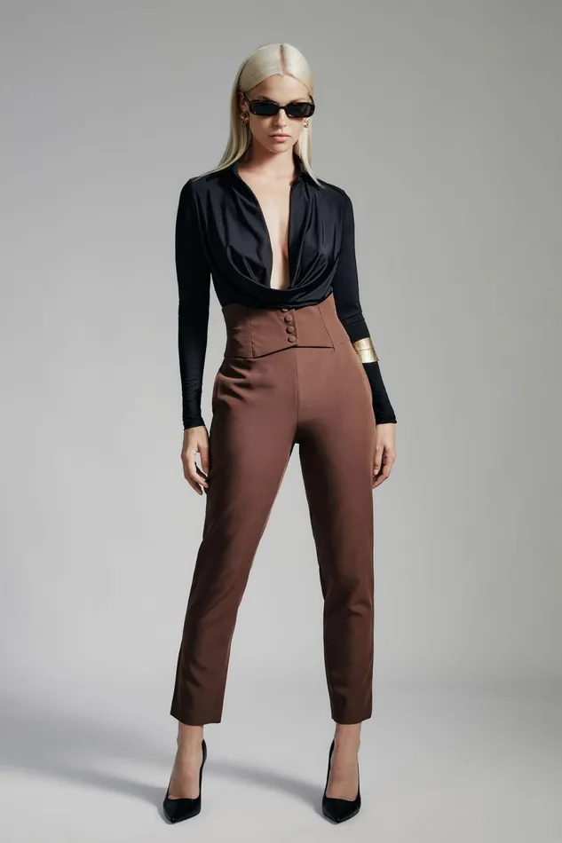 Women Bardot Pants Corset Pant In Chocolate Chocolate