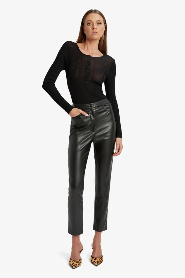 Women Bardot Pants Pearson Vegan Leather Pant In Black Black Women Bardot Pants Pearson Vegan Leather Pant In Black Black