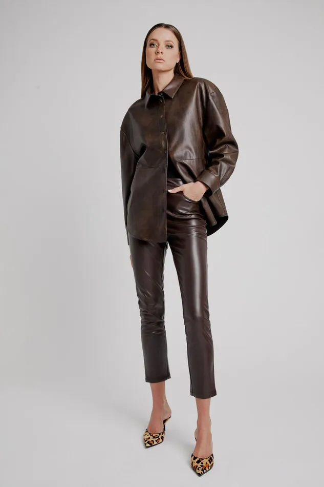 Women Bardot Pants Pearson Vegan Leather Pant In Dark Chocolate Dark Chocolate Women Bardot Pants Pearson Vegan Leather Pant In Dark Chocolate Dark Chocolate