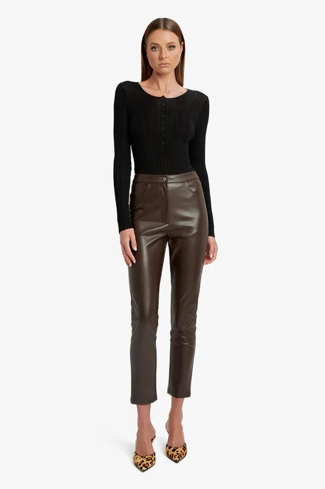 Women Bardot Pants Pearson Vegan Leather Pant In Dark Chocolate Dark Chocolate Women Bardot Pants Pearson Vegan Leather Pant In Dark Chocolate Dark Chocolate