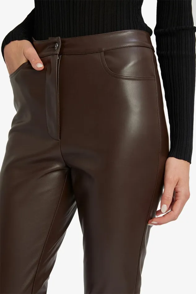 Women Bardot Pants Pearson Vegan Leather Pant In Dark Chocolate Dark Chocolate Women Bardot Pants Pearson Vegan Leather Pant In Dark Chocolate Dark Chocolate