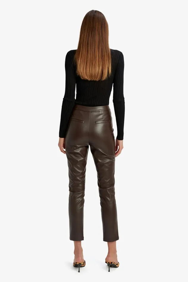 Women Bardot Pants Pearson Vegan Leather Pant In Dark Chocolate Dark Chocolate Women Bardot Pants Pearson Vegan Leather Pant In Dark Chocolate Dark Chocolate