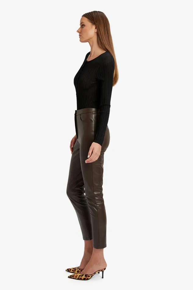 Women Bardot Pants Pearson Vegan Leather Pant In Dark Chocolate Dark Chocolate Women Bardot Pants Pearson Vegan Leather Pant In Dark Chocolate Dark Chocolate