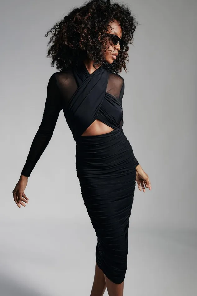 Women Bardot Party Dresses Aliyah Dress In Black Black