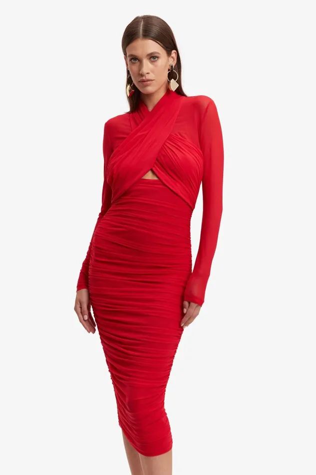 Women Bardot Party Dresses Aliyah Dress In Fire Red Fire Red Women Bardot Party Dresses Aliyah Dress In Fire Red Fire Red