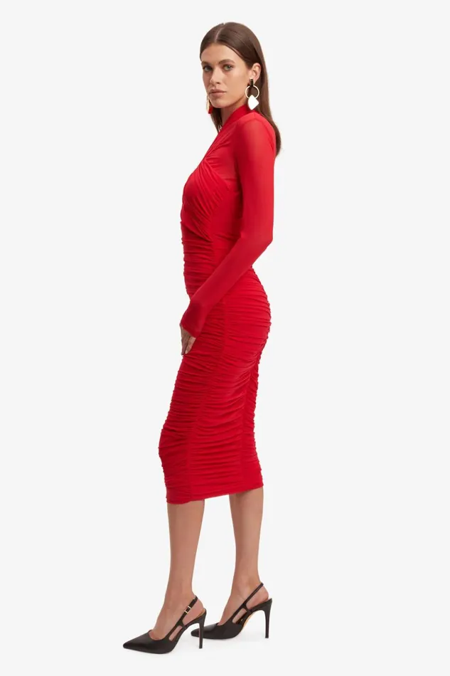 Women Bardot Party Dresses Aliyah Dress In Fire Red Fire Red Women Bardot Party Dresses Aliyah Dress In Fire Red Fire Red