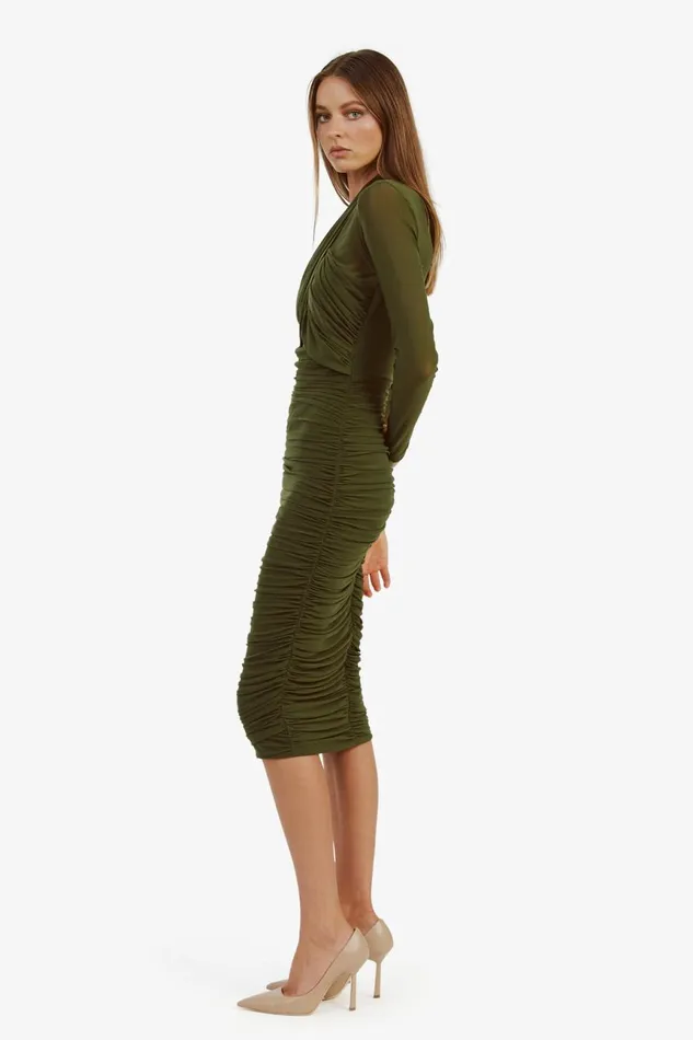 Women Bardot Party Dresses Aliyah Dress In Khaki Khaki Women Bardot Party Dresses Aliyah Dress In Khaki Khaki