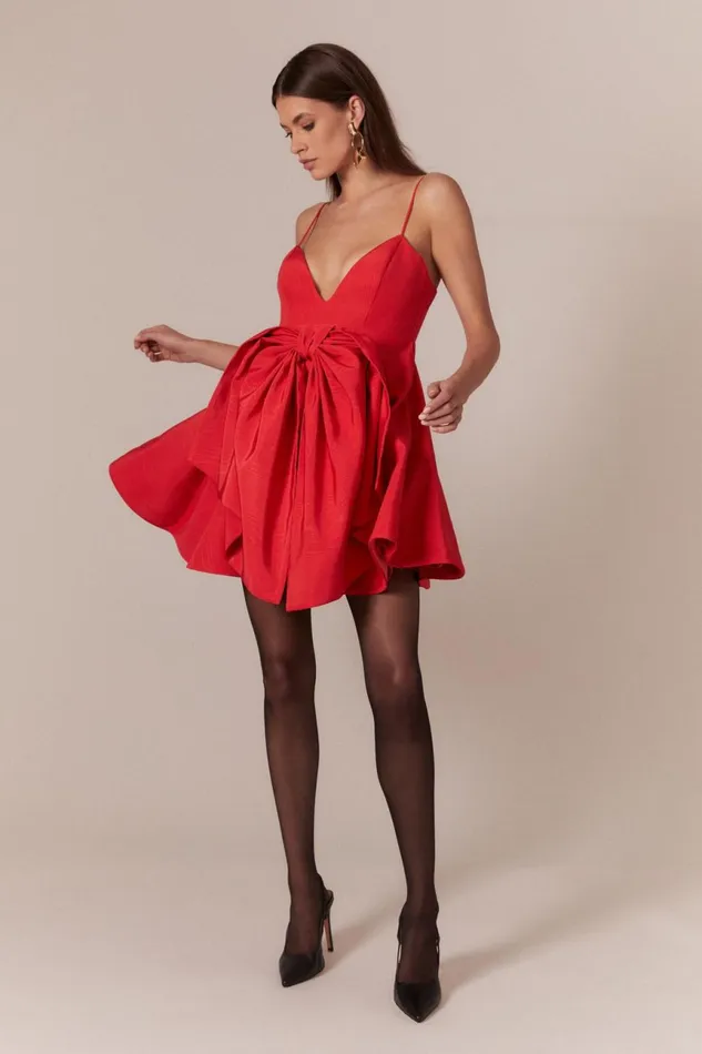 Women Bardot Party Dresses Annabelle Mini Dress In Fire Red Fire Red
