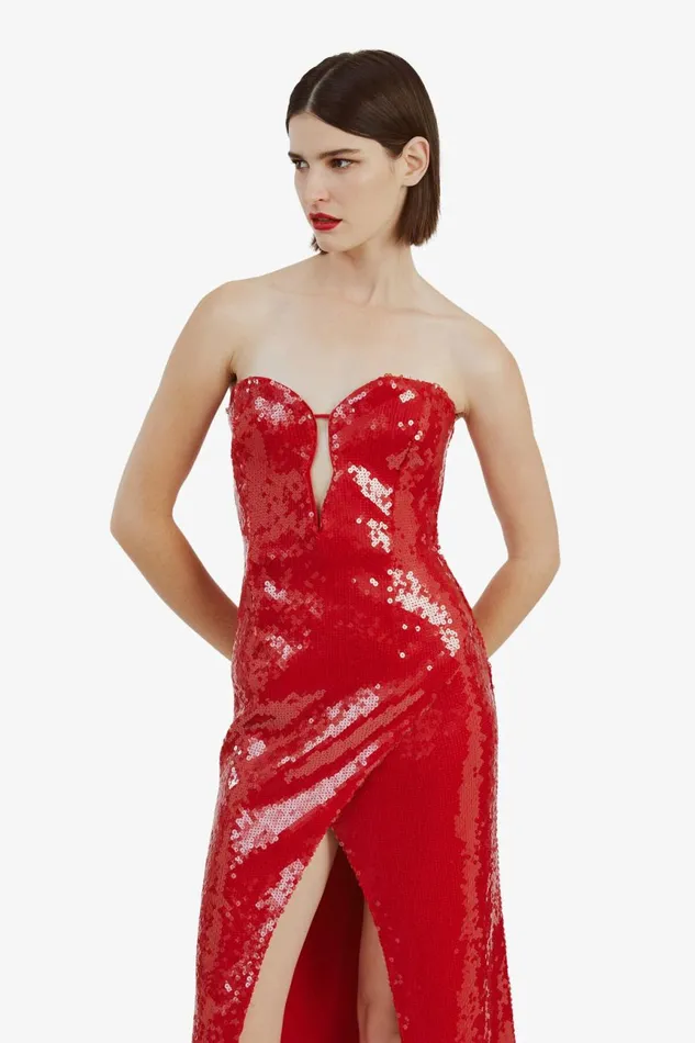 Women Bardot Party Dresses Antigone Sequin Midi Dress In Deep Red Deep Red Women Bardot Party Dresses Antigone Sequin Midi Dress In Deep Red Deep Red