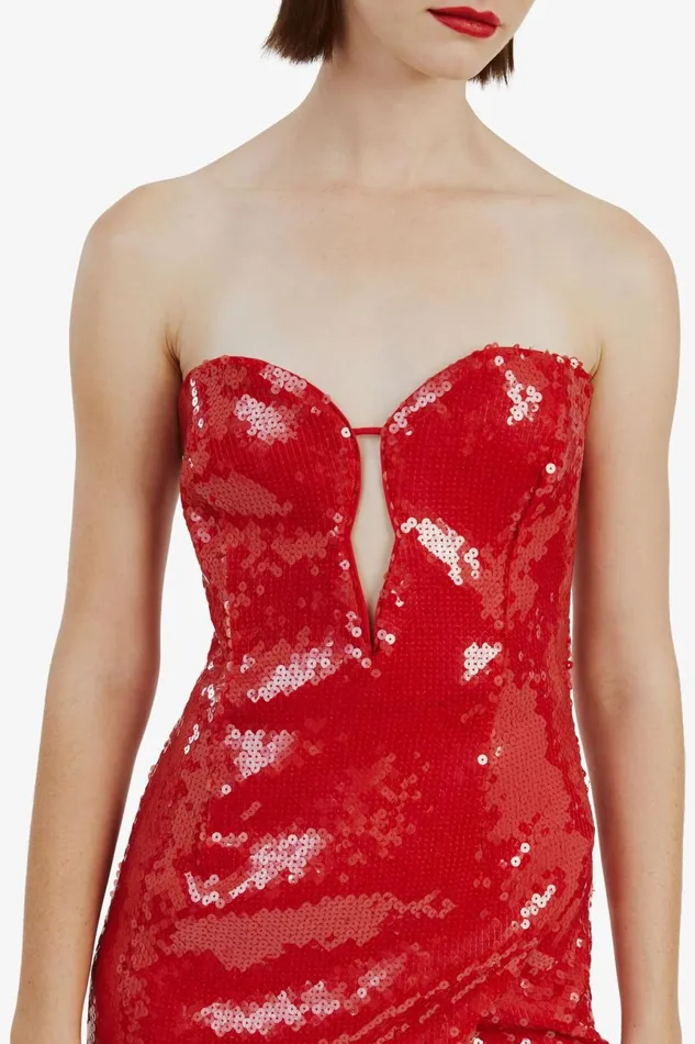 Women Bardot Party Dresses Antigone Sequin Midi Dress In Deep Red Deep Red Women Bardot Party Dresses Antigone Sequin Midi Dress In Deep Red Deep Red