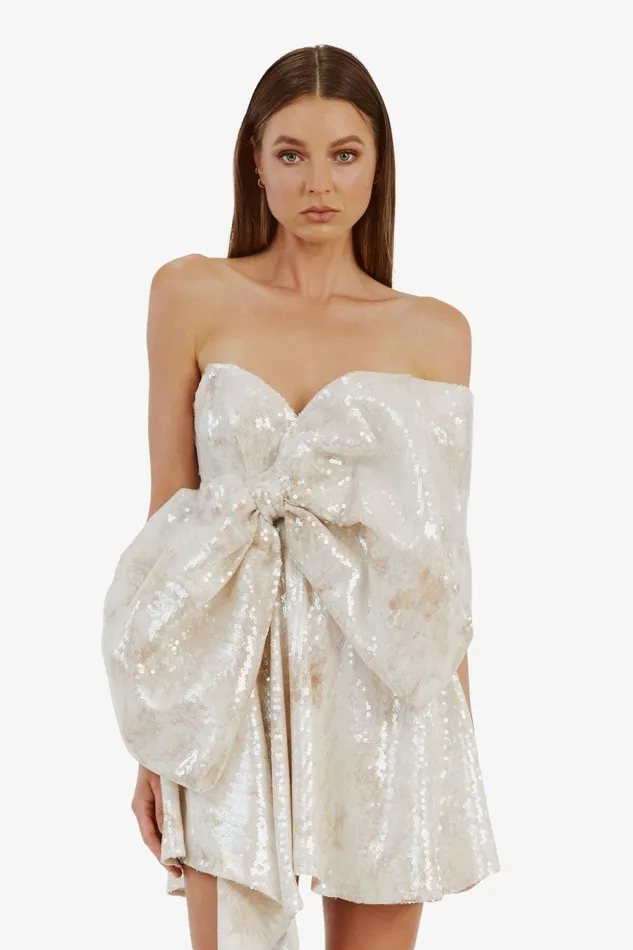 Women Bardot Party Dresses Brydie Bow Mini Dress In Nude Nude Women Bardot Party Dresses Brydie Bow Mini Dress In Nude Nude