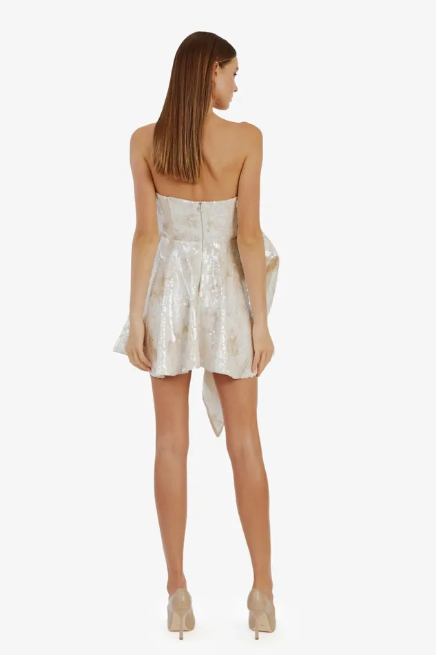 Women Bardot Party Dresses Brydie Bow Mini Dress In Nude Nude Women Bardot Party Dresses Brydie Bow Mini Dress In Nude Nude