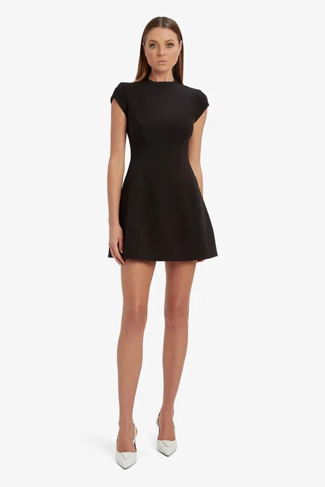 Women Bardot Party Dresses Delphi Hourglass Mini Dress In Black Black Women Bardot Party Dresses Delphi Hourglass Mini Dress In Black Black