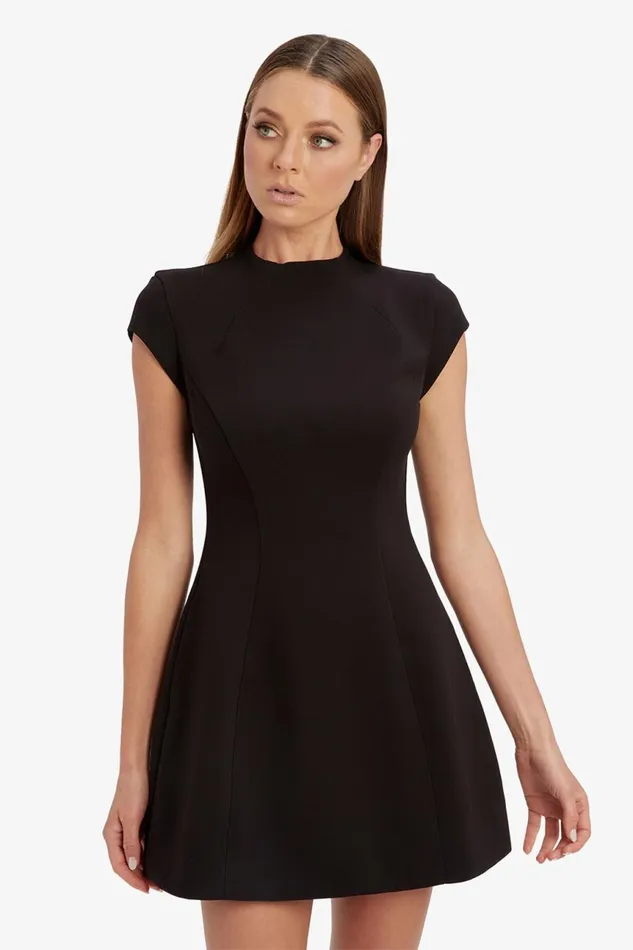 Women Bardot Party Dresses Delphi Hourglass Mini Dress In Black Black Women Bardot Party Dresses Delphi Hourglass Mini Dress In Black Black