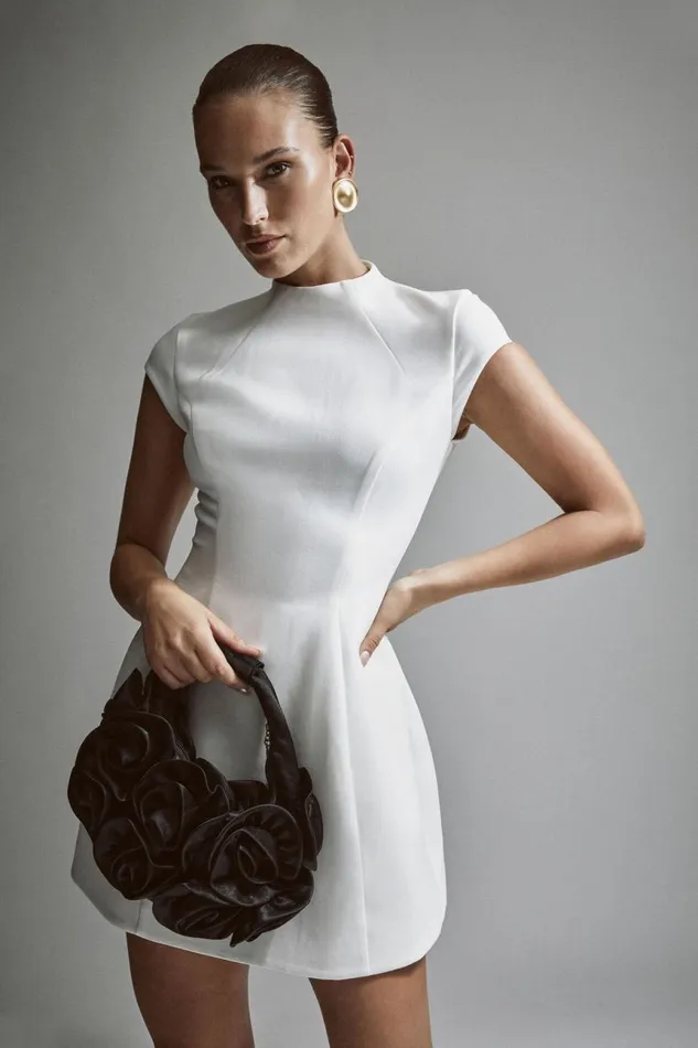 Women Bardot Party Dresses Delphi Hourglass Mini Dress In Orchid White Orchid White Women Bardot Party Dresses Delphi Hourglass Mini Dress In Orchid White Orchid White