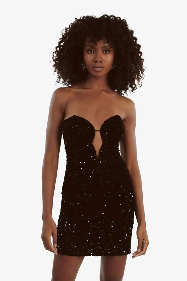 Women Bardot Party Dresses Eleni Velvet Sequin Mini Dress In Black Sqn Black Sqn Women Bardot Party Dresses Eleni Velvet Sequin Mini Dress In Black Sqn Black Sqn