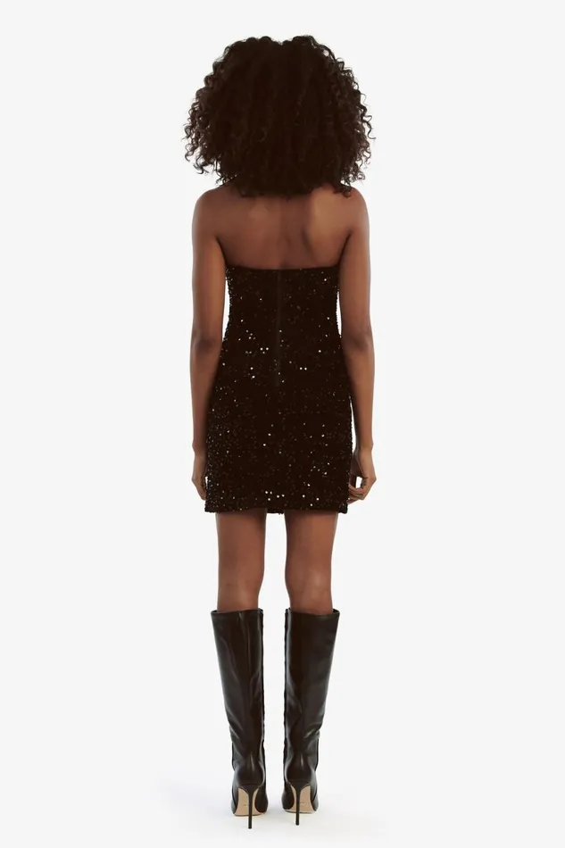 Women Bardot Party Dresses Eleni Velvet Sequin Mini Dress In Black Sqn Black Sqn Women Bardot Party Dresses Eleni Velvet Sequin Mini Dress In Black Sqn Black Sqn