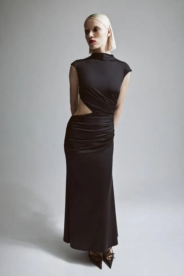 Women Bardot Party Dresses Emery Cut Out Maxi Dress In Black Black