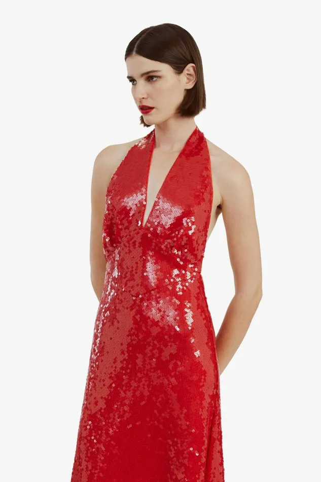 Women Bardot Party Dresses Freja Sequin Midi Dress In Deep Red Deep Red Women Bardot Party Dresses Freja Sequin Midi Dress In Deep Red Deep Red