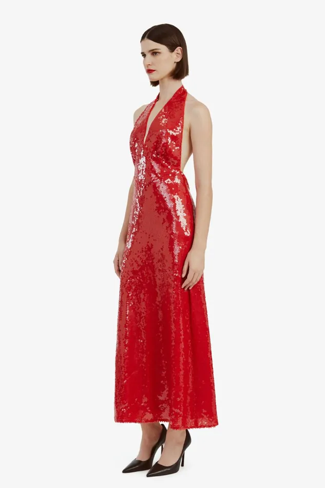 Women Bardot Party Dresses Freja Sequin Midi Dress In Deep Red Deep Red Women Bardot Party Dresses Freja Sequin Midi Dress In Deep Red Deep Red