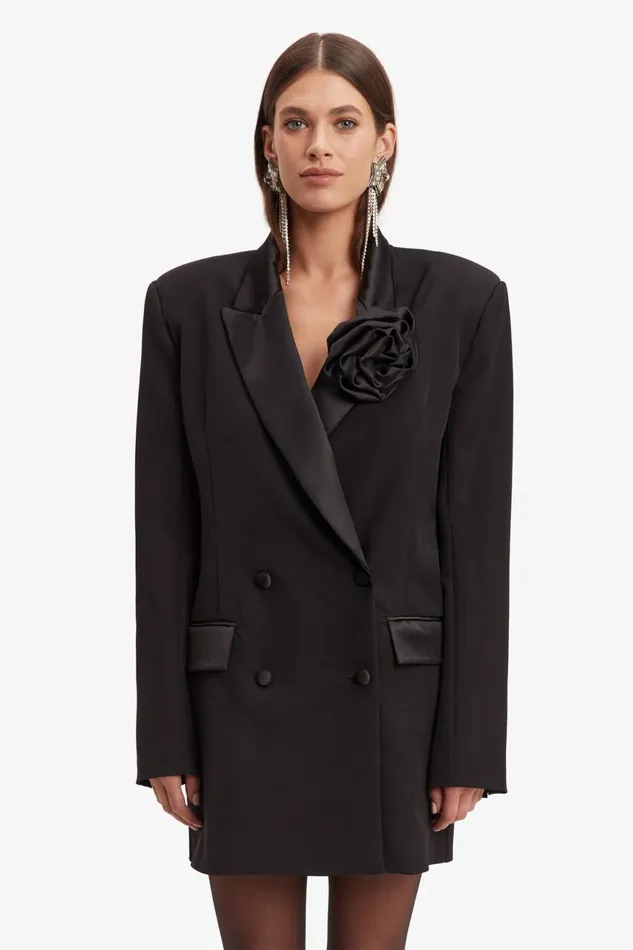 Women Bardot Party Dresses Joelle Tuxedo Dress In Black Black Women Bardot Party Dresses Joelle Tuxedo Dress In Black Black